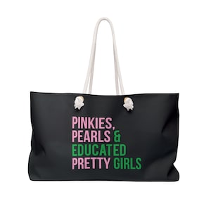 AKA Weekender Tasche / Pinkies / Perlen / gebildete Hübsche Mädchen / AKA Tasche / Rosa und Grün / Alpha Kappa Alpha / Aka Abschluss /Aka Grad