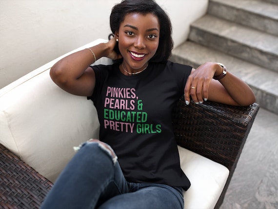 Pretty Black And Educated - Pink And Green - Aka Shirts Pretty Black And Educated - Pink And Green - Aka Shirts