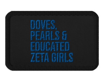 Zeta Phi Beta Embroidered Patch / Doves / Pearls / Educated Zeta Girls / Zeta Embroidered Patch / Finer Womanhood / Zeta Phi Beta Gift