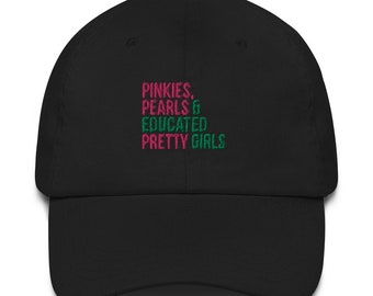 AKA haftowany kapelusz / Pinkies / Perły / Wykształcone ładne dziewczyny / AKA kapelusz / Różowy i zielony / Alpha Kappa Alpha / AKA prezent / Aka Grad