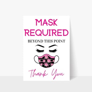 Printable Mask Required Beyond This Point Pink Sign / Mask Sign / Mask Required / Door Sign / Business Sign / Window Sign / Storefront Sign