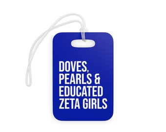 Zeta Phi Beta Luggage Tags / Doves / Pearls / Educated Zeta Girls / Zeta Luggage Tags / Finer Womanhood / Zeta Phi Beta Gift - Blue