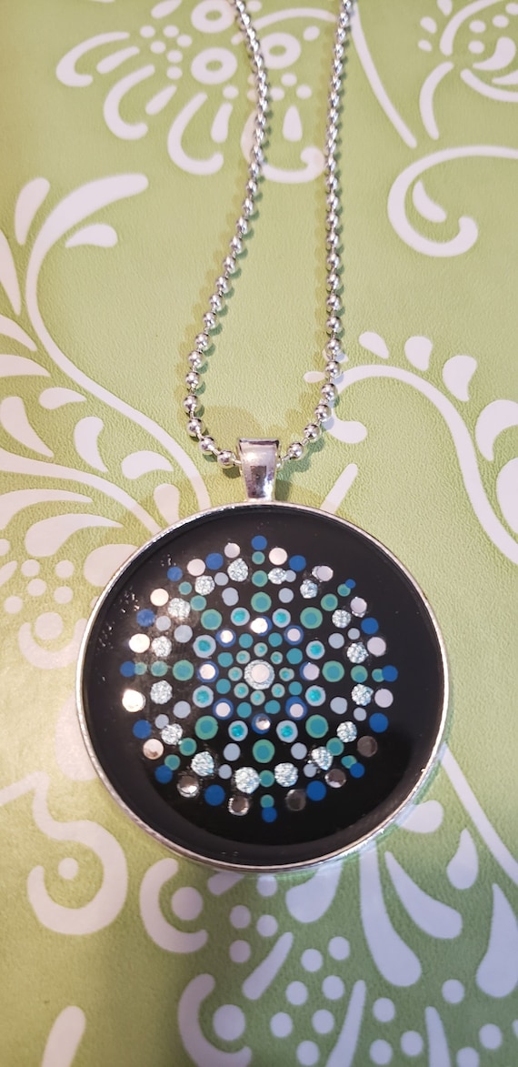 Handmade Painted Dot Mandala Pendant