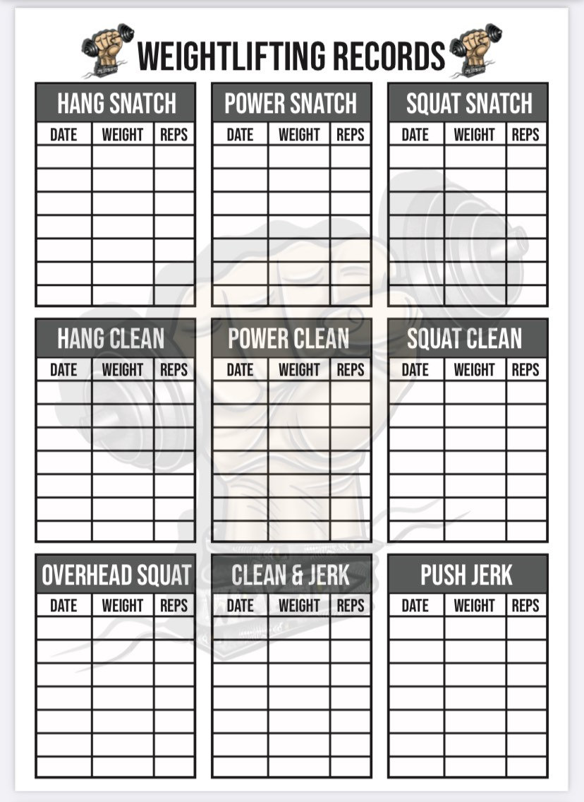 Printable PDF Weightlifting Journal for Crossfit and Gym Print Your Own Lifting Planner Lifting Records Gym Digital Planner Etsy
