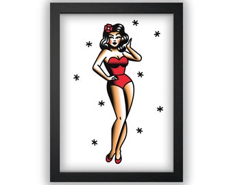 Tattoo Pinup Girl Etsy
