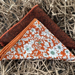 The Marigold and Maple Pocket Square Hank Set:  Orange Pocket Square,  Men&#39;s Gifts, Unique Groomsmen Gifts, Gifts For Men, Men&#39;s Gifts UK
