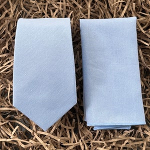 The Periwinkle | Pastel Blue Tie | Tie & Pocket Sq Set | Wedding Tie | Men&#39;s Gifts | Women&#39;s Tie | Kids Tie  | Groomsmen Gift | Women&#39;s Tie
