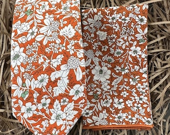 The Ringelblume : Krawatten Set, Orange Krawatte und Einstecktuch, Krawatten Sets, Geschenke Herren, Hochzeitskrawatten, Orange Krawatten, Groomsmen Krawatten, UK