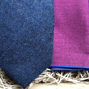 The Bellflower & Crooked Aster: Navy Blue Men&#39;s Tie, Burgundy Pocket Square, Blue Men&#39;s Wool Ties, Wedding Ties, Men&#39;s Gifts, Ties For Men