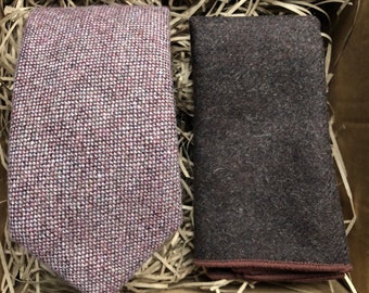 Das Cottonwood & Reisig: Barleycorn Wollkrawatte, Rosa Einstecktuch Set, Herrenkrawatten, Braune Hochzeitskrawatten, Krawattensets, Krawatten, Geschenke für Männer