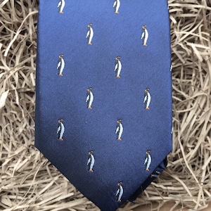 The Penguin: Blue Mens Tie with Penguin Design, Mens Ties, Father&#39;s Day Gift, Christmas Box Gifts, Groomsmen Gifts, Ties for Men