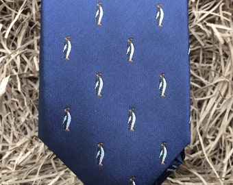 Der Pinguin: blaue Herren Krawatte mit Pinguin-Design, Herren Krawatten, Vatertagsgeschenk, Weihnachts-Box-Geschenke, Trauzeugen Geschenke, Krawatten für Männer