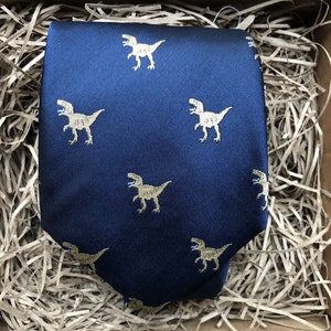 Dinosaur: Dinosaur Print Mens Tie, Mens Ties, Navy Blue Ties, Father's Day Gift, Gifts For Dads, Groomsmen Gifts, Ties for Men
