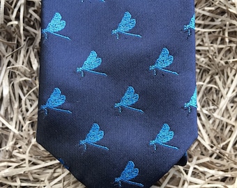 The Dragonfly: Lazos de hombre, Libélula Print Tie, Corbata de hombre de la marina, Corbatas para hombres, Regalos de hombre, Corbata de la marina, corbata de impresión animal, regalo del día del padre