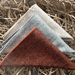The Maple, Spindle and Dill: Pocket Square Set, autumnal Pocket Square set, Men’s handkerchiefs