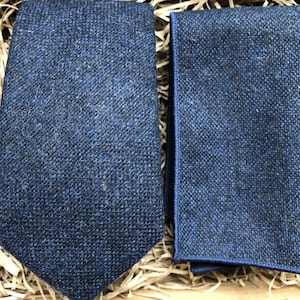 The Bellflower |  Navy Blue Slim & Wide Tie Width | Men's Navy Tie and Pocket Square| Navy Tie | Christmas Gift | Groomsmen Tie | Wide Tie