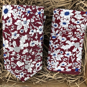 The Cardinal Tie & Pocket Square: Men's Tie,  Floral Cotton men's Tie, Floral Pocket square, Wedding ties, Groomsmen Gifts, Men's Gifts