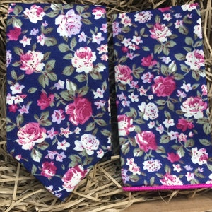 The Blue Rose: Blue Floral Necktie, Floral Pocket Square, Floral Ties, Wedding Ties, Groomsmen Gifts, Mens GIfts
