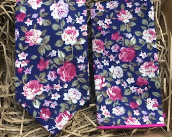 The Blue Rose: Blue Floral Necktie, Floral Pocket Square, Floral Ties, Wedding Ties, Groomsmen Gifts, Mens GIfts