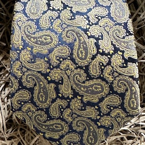 The  Paisley Navy and Gold Necktie : Paisley Necktie, Mens Necktie, Men&#39;s Gifts,  Wedding ties, Ties For Men, Wedding Ties, Skinny Tie
