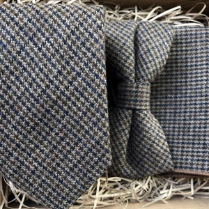 The Sycamore Set: Brown Tweed Pre-Tied Bow Tie with Pocket Square | Men's Slim Tie and Gifts - Stylish Accessories for Every Occasion