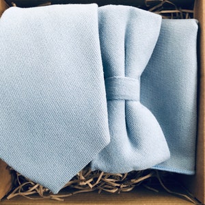 The Hyacinth | Pastel Blue Tie | Blue Bow Tie & Pocket Square Wedding Tie | Men&#39;s Gifts | Women&#39;s Tie | Kids Tie  | Groomsmen Gift