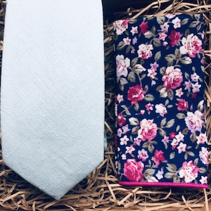 The  Rouen: Duck Egg Tie Set, Pastel Blue Men's Tie and Pocket Square, Mens Gifts, Wedding Ties, Baby Blue Ties, Slim Ties, Groomsmen Ties