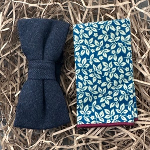 The Bellflower and BlueStem: Navy Wool Bow Tie, Gifts For Men, Wedding Attire, Mens Ties, Floral Pocket Square, Wedding Ties, Gifts For Men