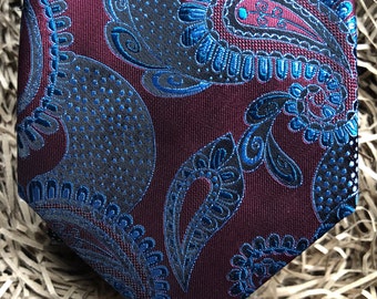 The  Paisley Burgundy  Necktie: Paisley 8cm (3") Wide Necktie, Mens Necktie, Men's Gifts,  Wedding ties, Ties For Men, Wedding Ties,