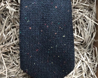 The Calla Necktie: Black Tie, Flacked Wool Detail - Stylish and Classic Ties for Men, Perfect for Weddings