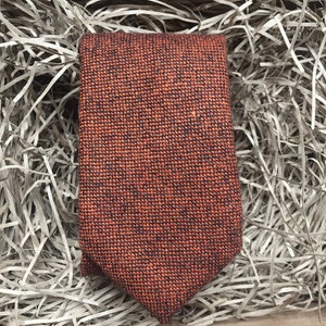 Skinny & Wide Width Tie | Orange Wedding Tie: The Maple Burnt Orange Tweed Tie | Wedding Ties | Men's Anniversary Gift | Graduation Tie