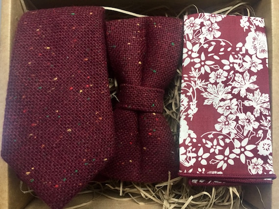 maroon tweed tie