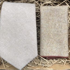 The Spruce and Willow: Beige Tie, Cream Beige  Necktie, Mens Necktie and Pocket Square, Men&#39;s Gifts, Wedding ties, Ties For Men