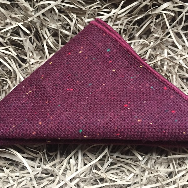 The Oak: Burgundy Wool Pocket Square, Maroon Red Mulberry  Pocket Square, Pocket Squares For Men