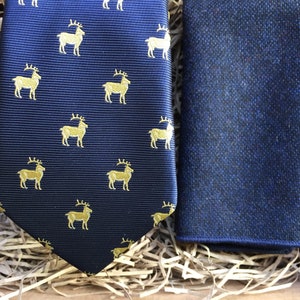 The Stag: Men's Ties, Stag Tie, Deer Tie, Ties For Men, Men's Gifts, Country Tie, Navy Pocket Square