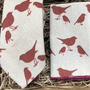 The Twitcher! Necktie and Pocket Square, Bird Print Necktie, Animal Theme Necktie, Father&#39;s Day Gift, Ties For Men, Men&#39;s Gifts