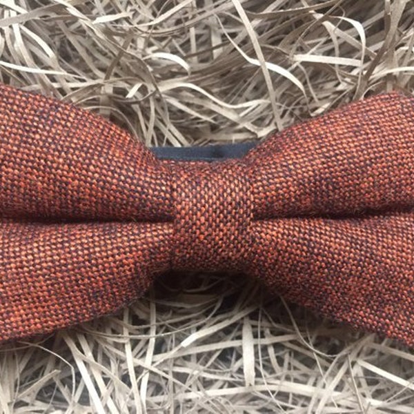 The Maple Men’s Burnt Orange Bow Tie: Ideal Christmas Gift, Rust Autumnal Men's Bow Ties for Stylish Wedding Ensembles.