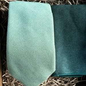 Sage Green Cotton Tie & Pocket Square Set: Silver-Leaf Wedding Groomsmen