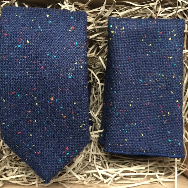 The Lupin | Navy Tie | Ties for Men | Wool Tie and Pocket Square | Wedding Tie | Gifts for Men | Women's Tie | Kids Tie