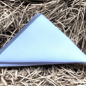 The Flat White and Grey : White Cotton Pocket Square with Grey Trim, White Cotton Pocket Square, Pocket Squares For Men, Men&#39;s Gifts