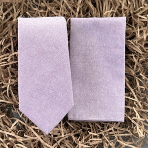 The Clover: Lavender Tie with Pocket Square |  Lavender Ties For Men | Lilac Wedding Ties | Mens Neckties |Groomsmen Gift for Wedding Day