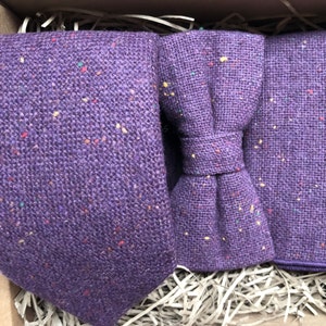 The Coneflower Set: Purple Flecked Tie, Bow Tie, and Pocket Square  Hanky | Purple Ties for Men, Groomsmen Gifts, Wedding Ties