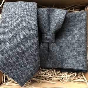 El Júpiter: Corbata gris, Pajarita gris para hombre, Pajaritas, Corbatas para hombre, Corbatas de boda, Corbatas grises, Corbatas delgadas de tweed, Pajaritas para hombres, Regalos para hombres