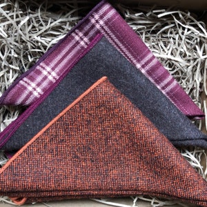 The Maple Pocket Square Set, Burnt Orange Pocket Square, Men&#39;s Gifts, Groomsmen Gift UK, Unique Men&#39;s Gifts, Check Pocket Square