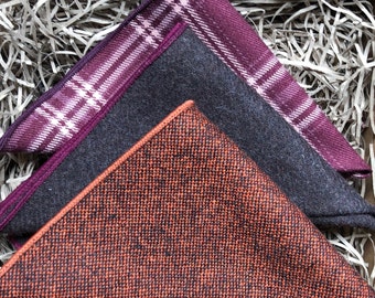 The Maple Pocket Square Set, Burnt Orange Pocket Square, Men's Gifts, Groomsmen Gift UK, Unique Men's Gifts, Check Pocket Square