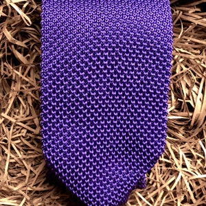 The  Baneberry: Purple Necktie, Knitted Necktie, Cadbury&#39;s Purple Men&#39;s Tie, Ties for Men, Ties For Men, Wedding Ties, UK