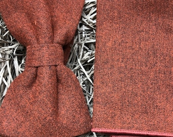 Skyrocket: Orange Bow Ties For Father & Son. Burnt Orange Bow Tie for Boys, Orange Tie, Men's Gift, Wedding Attire