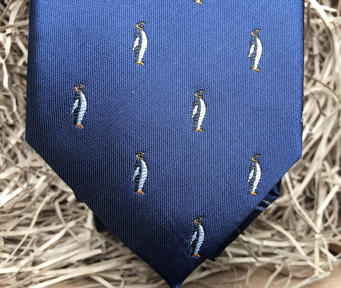 The Penguin: Blue Mens Tie With Penguin Design Mens Ties - Etsy UK