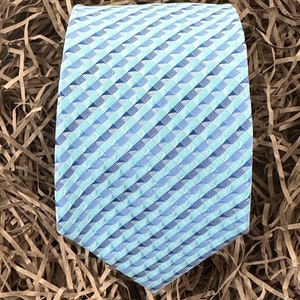 8cm Wide Blue Tie, Light Blue Striped Necktie, Blue Patterned Necktie, Men&#39;s Gifts,  Wedding ties, Ties For Men, Wedding Ties, Wide Tie