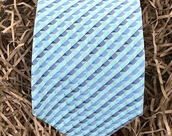 8cm Wide Blue Tie, Light Blue Striped Necktie, Blue Patterned Necktie, Men's Gifts,  Wedding ties, Ties For Men, Wedding Ties, Wide Tie